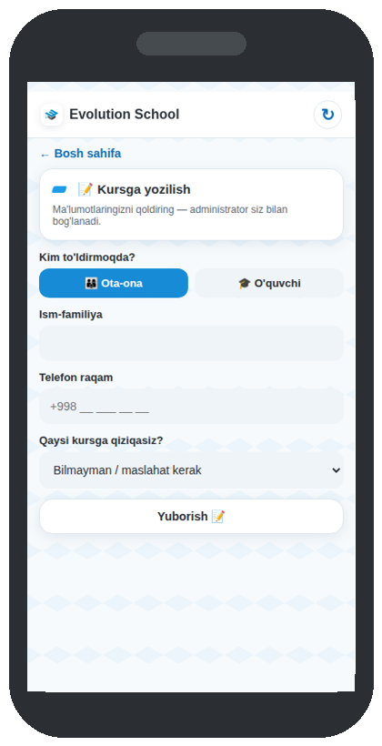 Kursga yozilish formasi